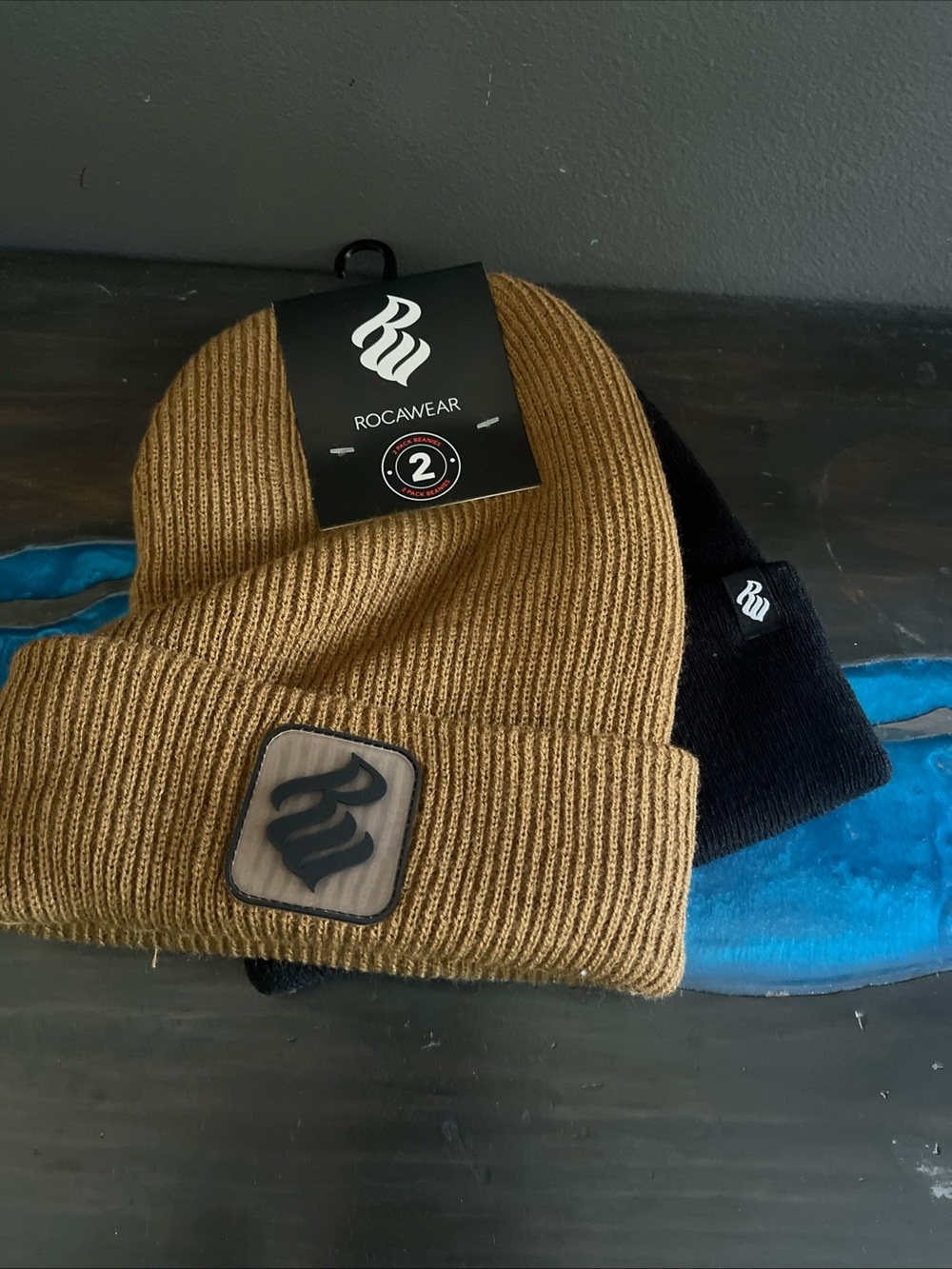 Rocawear Two-Pack Beanies - Tan & Black Knit